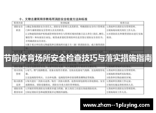 节前体育场所安全检查技巧与落实措施指南